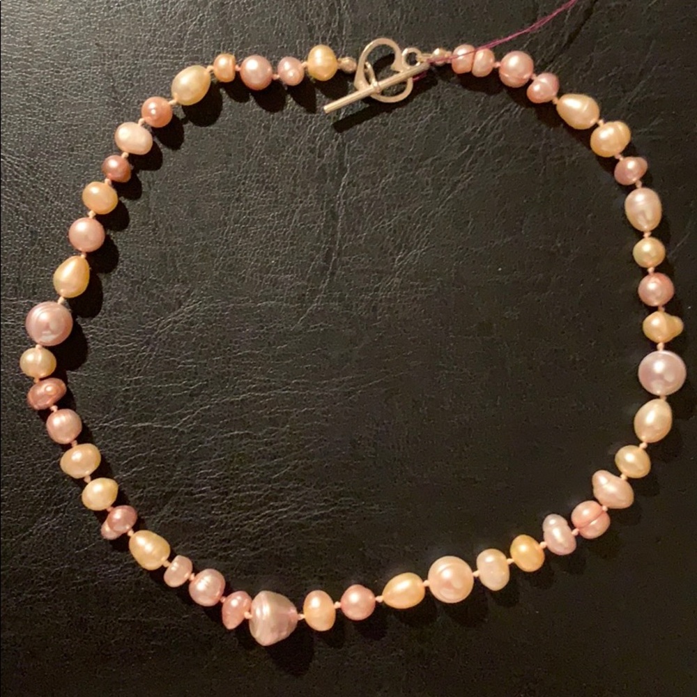 Blush pink fresh water pearl necklace